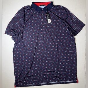 Greyson Navy and Red Patterned Polo Shirt